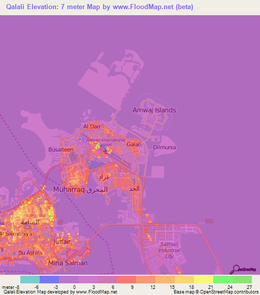 Qalali,Bahrain Elevation Map
