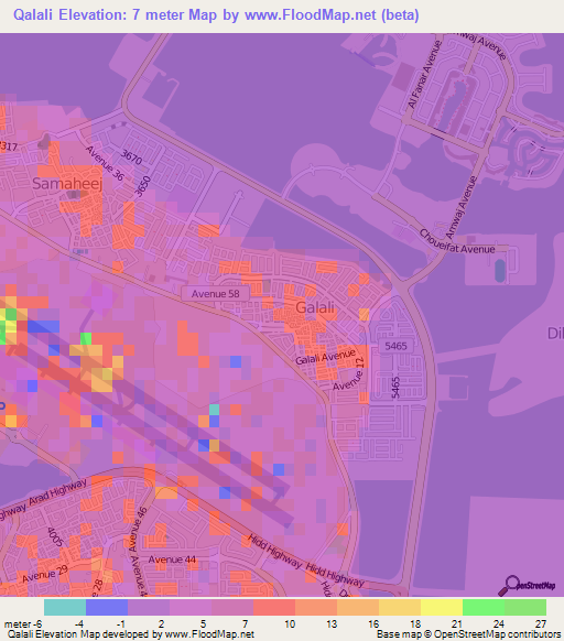 Qalali,Bahrain Elevation Map