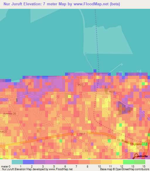 Nur Juruft,Bahrain Elevation Map
