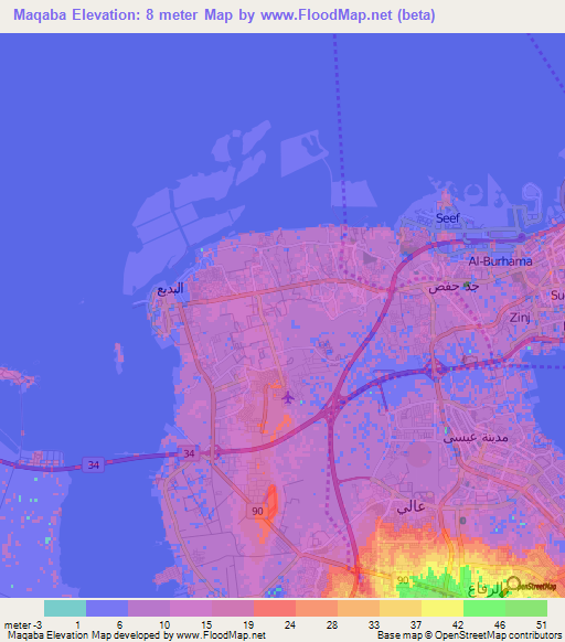 Maqaba,Bahrain Elevation Map