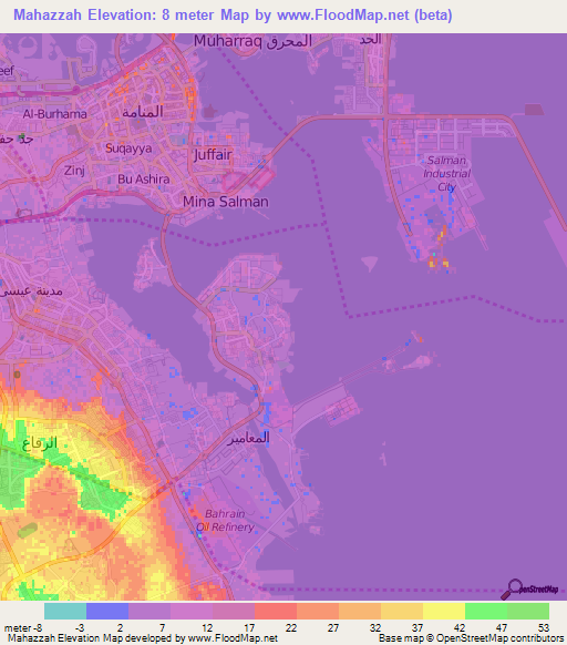 Mahazzah,Bahrain Elevation Map