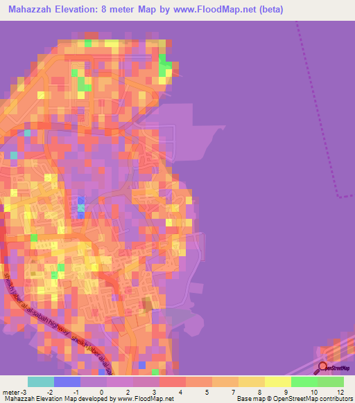 Mahazzah,Bahrain Elevation Map