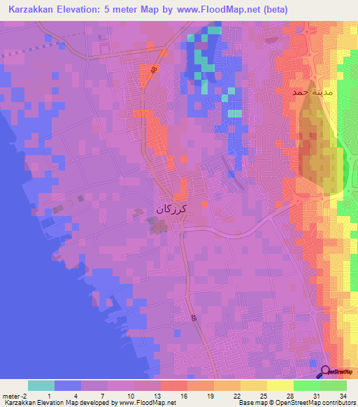 Karzakkan,Bahrain Elevation Map