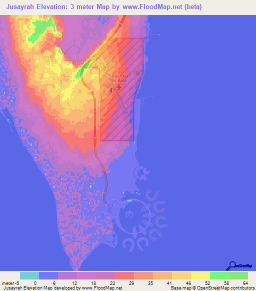 Jusayrah,Bahrain Elevation Map