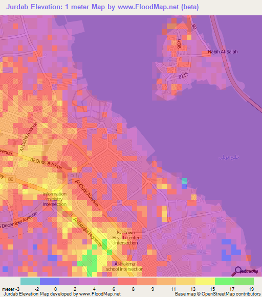 Jurdab,Bahrain Elevation Map