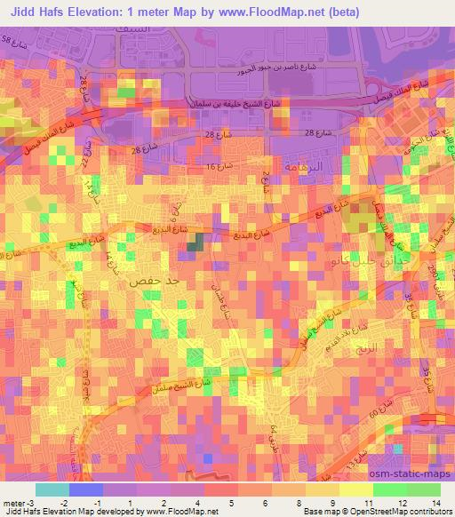 Jidd Hafs,Bahrain Elevation Map