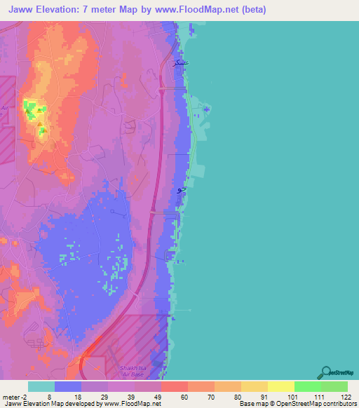 Jaww,Bahrain Elevation Map