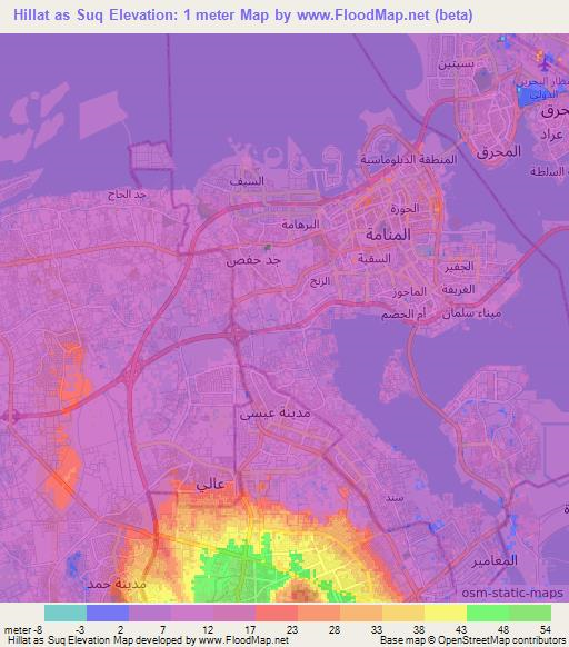 Hillat as Suq,Bahrain Elevation Map