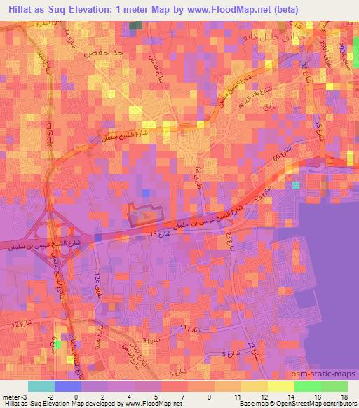 Hillat as Suq,Bahrain Elevation Map