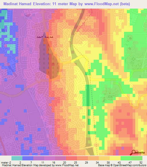 Madinat Hamad,Bahrain Elevation Map