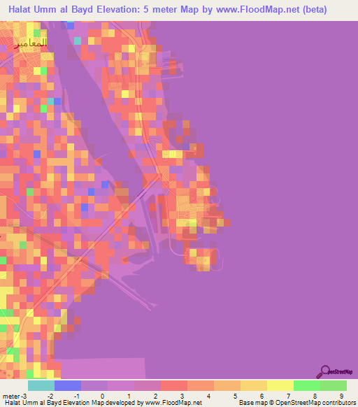 Halat Umm al Bayd,Bahrain Elevation Map