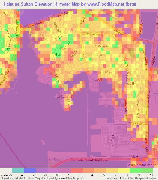 Halat as Sultah,Bahrain Elevation Map