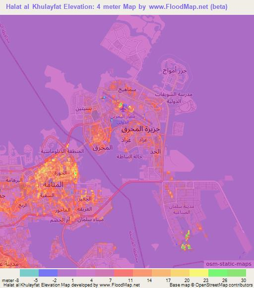 Halat al Khulayfat,Bahrain Elevation Map
