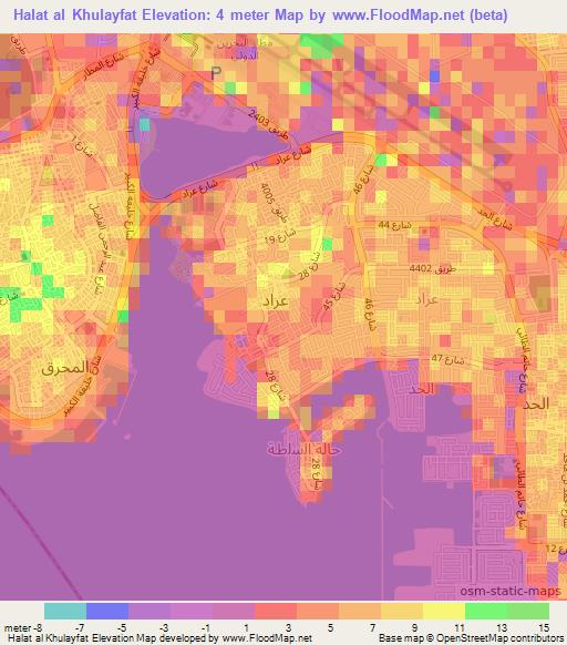 Halat al Khulayfat,Bahrain Elevation Map