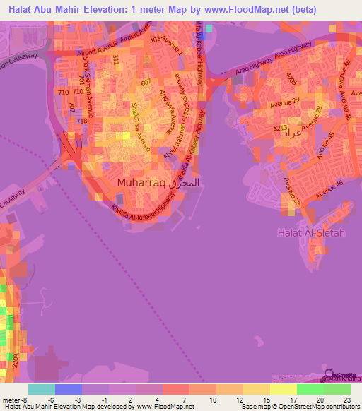 Halat Abu Mahir,Bahrain Elevation Map