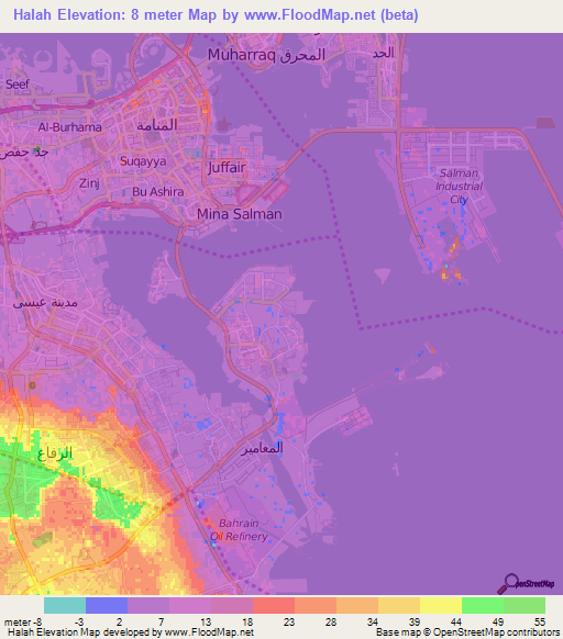 Halah,Bahrain Elevation Map