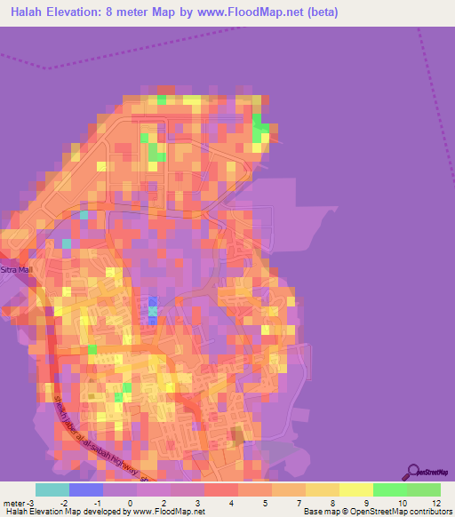Halah,Bahrain Elevation Map