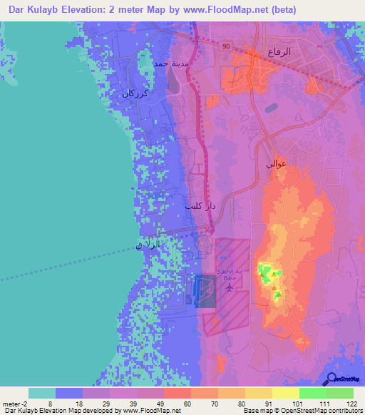 Dar Kulayb,Bahrain Elevation Map