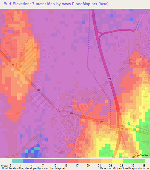 Buri,Bahrain Elevation Map