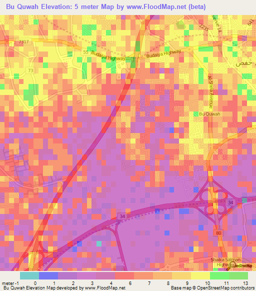 Bu Quwah,Bahrain Elevation Map