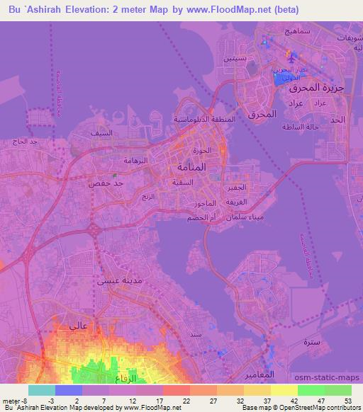 Bu `Ashirah,Bahrain Elevation Map