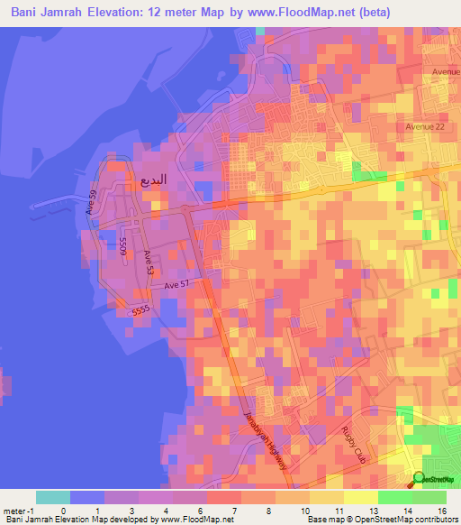 Bani Jamrah,Bahrain Elevation Map