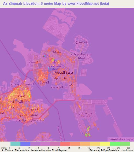 Az Zimmah,Bahrain Elevation Map
