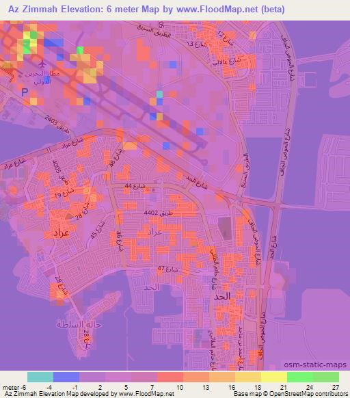 Az Zimmah,Bahrain Elevation Map