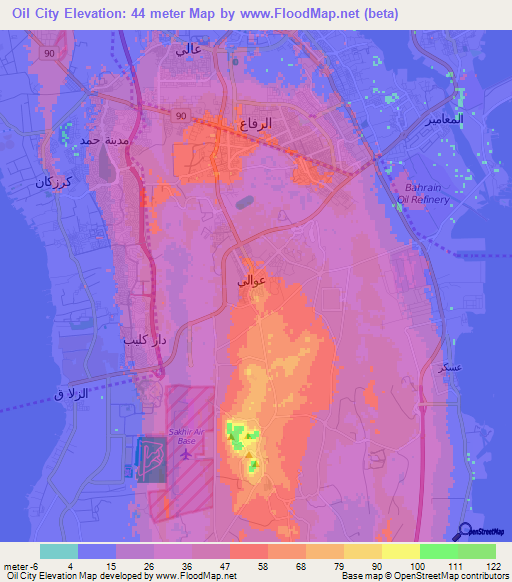 Oil City,Bahrain Elevation Map