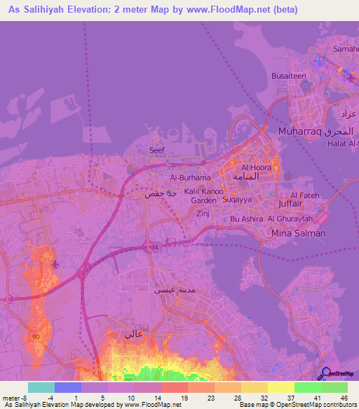 As Salihiyah,Bahrain Elevation Map