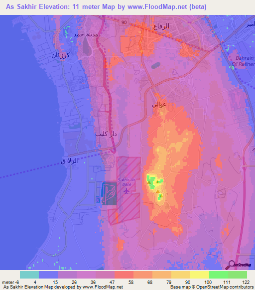 As Sakhir,Bahrain Elevation Map