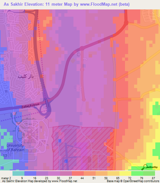 As Sakhir,Bahrain Elevation Map