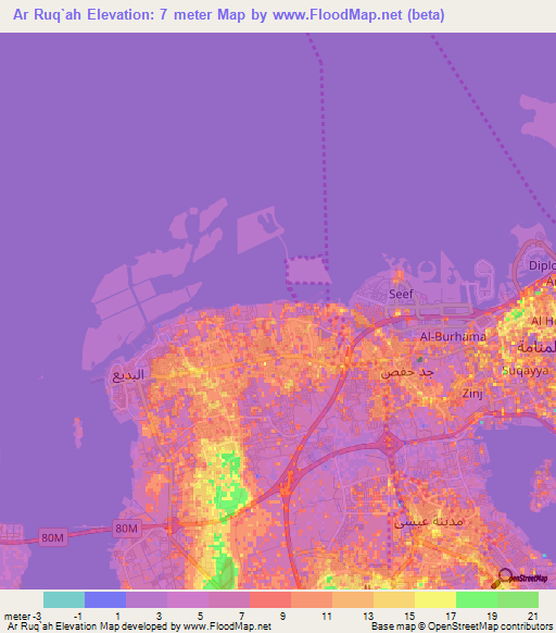 Ar Ruq`ah,Bahrain Elevation Map