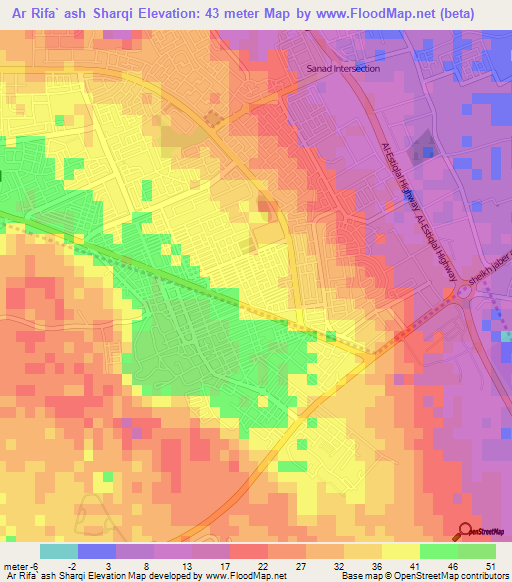 Ar Rifa` ash Sharqi,Bahrain Elevation Map