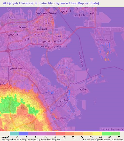 Al Qaryah,Bahrain Elevation Map
