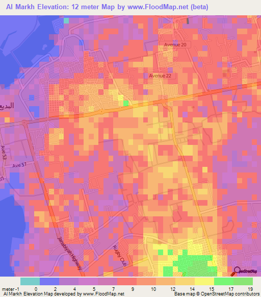Al Markh,Bahrain Elevation Map