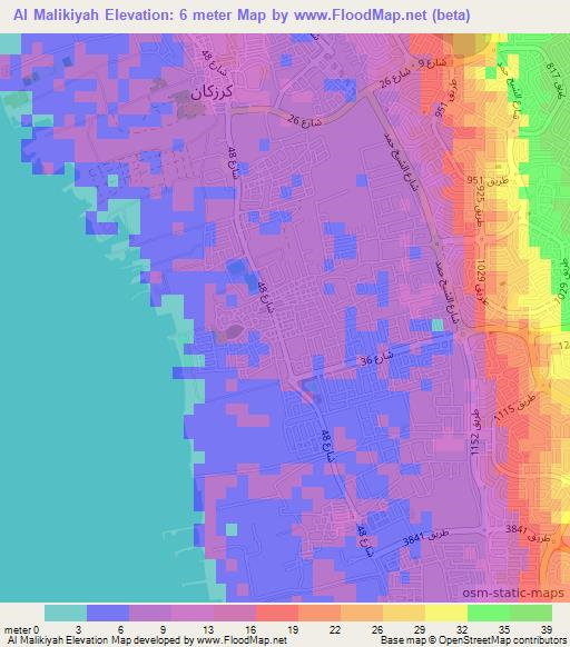 Al Malikiyah,Bahrain Elevation Map