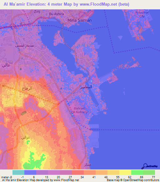 Al Ma`amir,Bahrain Elevation Map