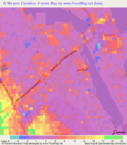 Al Ma`amir,Bahrain Elevation Map