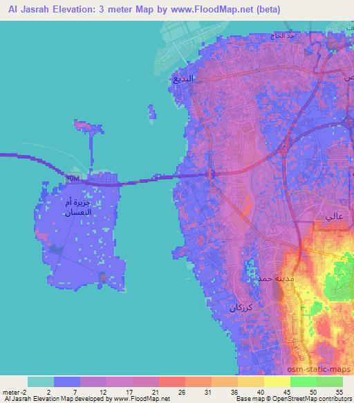 Al Jasrah,Bahrain Elevation Map