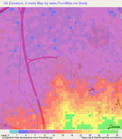 `Ali,Bahrain Elevation Map
