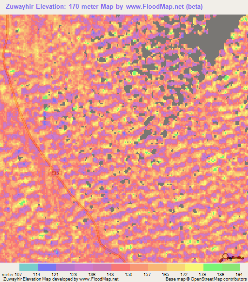 Zuwayhir,United Arab Emirates Elevation Map