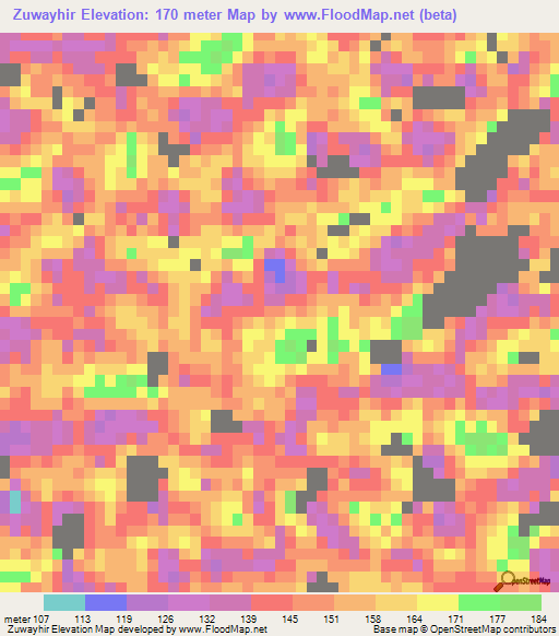 Zuwayhir,United Arab Emirates Elevation Map