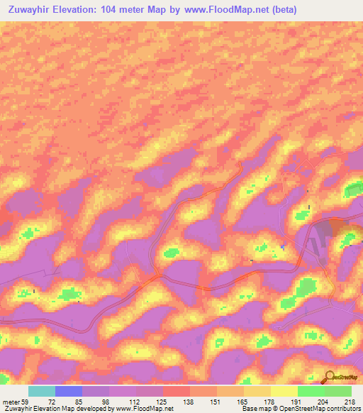 Zuwayhir,United Arab Emirates Elevation Map