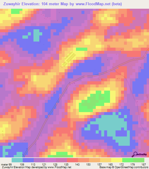 Zuwayhir,United Arab Emirates Elevation Map