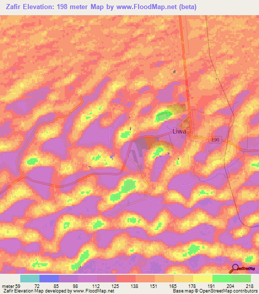 Zafir,United Arab Emirates Elevation Map