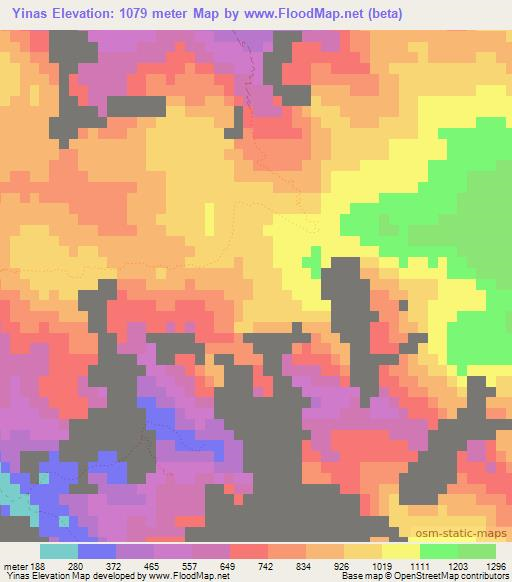 Yinas,United Arab Emirates Elevation Map