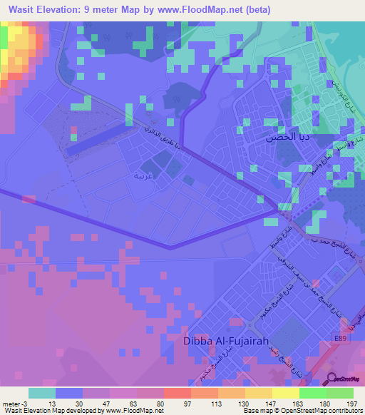 Wasit,United Arab Emirates Elevation Map