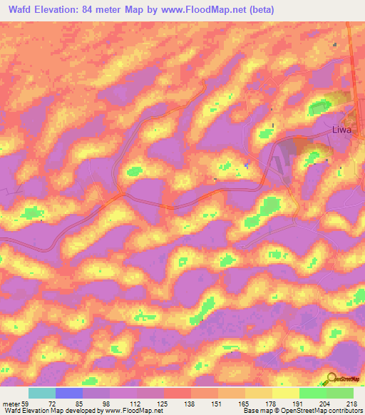 Wafd,United Arab Emirates Elevation Map