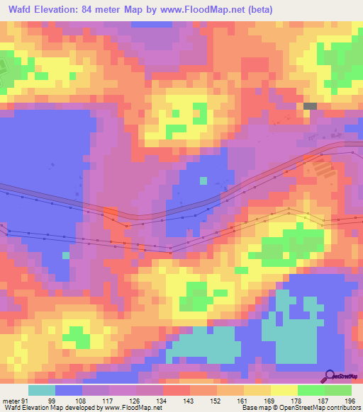 Wafd,United Arab Emirates Elevation Map